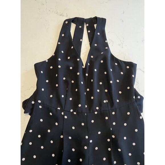 Ann Taylor Black With Tan Polka Dots Racer Back Jumpsuit Size 4 - Picture 3 of 8